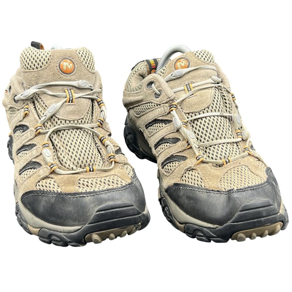 🥾 Merrell 9 Tan Gray Vibram Trail Hiking Shoe Mesh Suede Gorpcore Trailcore Y2K